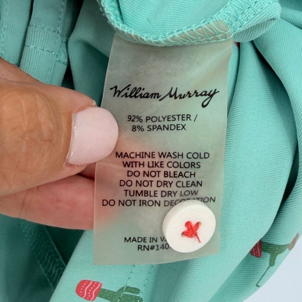 William Murray Golf Free Hugs Cactus Performance Polo Mint Medium - Picture 10 of 12